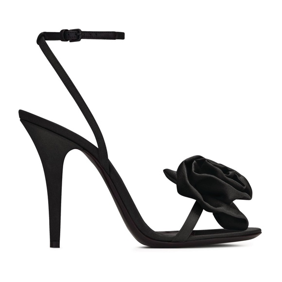 Saint Laurent Ivy Satin Flower Sandal 100 - Picture 2 of 6